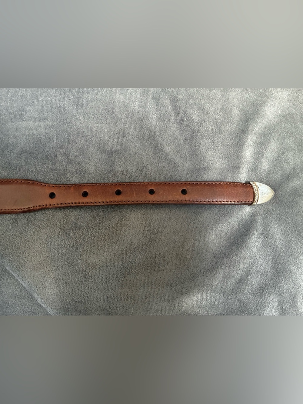 Women’s Fossil Brown Leather Belt with Antique Brass Buckle - Picture 8 of 14